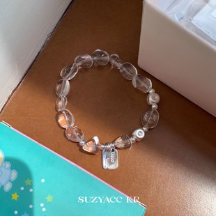 kr天然水晶手串轻奢小众精致纯银手链简约 suzyacc
