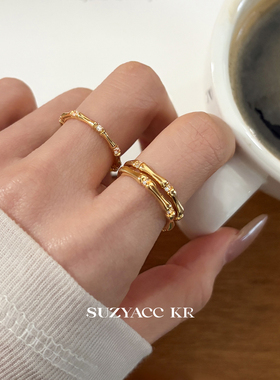 【新品限时2件88折】12.22 20点合成锆石竹节戒指 开口食指戒