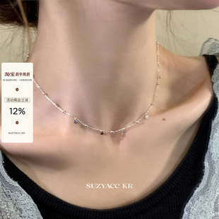 suzyacc 简约小众设计感颈链 kr纯银小圆片项链锁骨链女2024新款