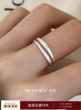 suzyacc kr纯银哑光五角星戒指叠戴ins风百搭高级纤细食指戒指环