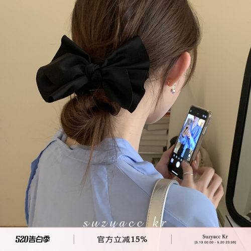 垂感黑色蝴蝶结发圈韩系