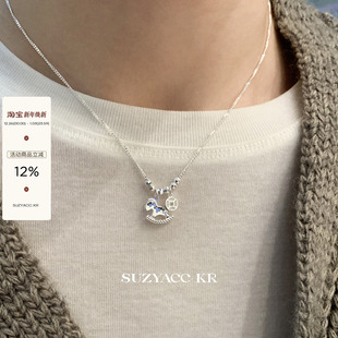 suzyacc kr马上有钱纯银木马项链小众设计锁骨链通勤质感毛衣链女