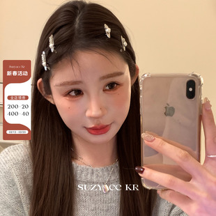 suzyacc kr层次水钻仿珍珠小号刘海夹侧边BB三角夹小众设计发夹