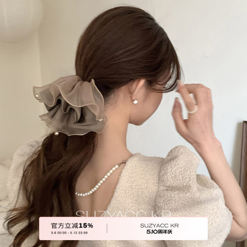 suzyacc kr网纱蓬松后脑勺发夹温柔气质小众高级弹簧夹女春夏发饰