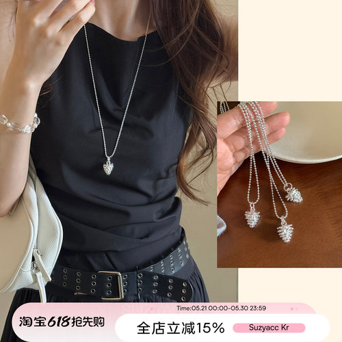 suzyacc kr小众设计松果吊坠长项链个性精致百搭高级感颈链饰品女