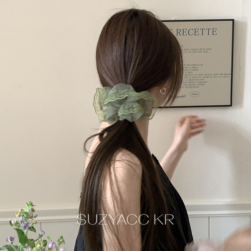 suzyacc kr温柔仙气蕾丝网纱发圈法式小众高级感气质轻奢大肠圈女
