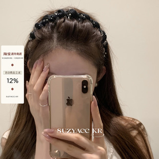 suzyacc kr气质水钻齿梳发箍高颅顶女2025新款温柔小众百搭头箍