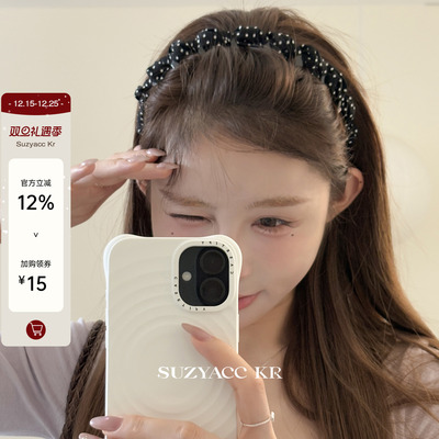 suzyacc kr波点雪纺倒插梳高颅顶发箍女2025新款法式复古高级头箍