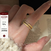 20点金色拉丝水钻双层戒指 1.28 新品 限时2件88折