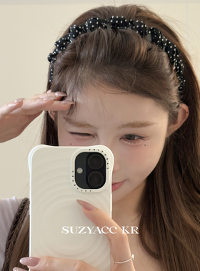 suzyacc kr波点雪纺倒插梳高颅顶发箍女2025新款法式复古高级头箍