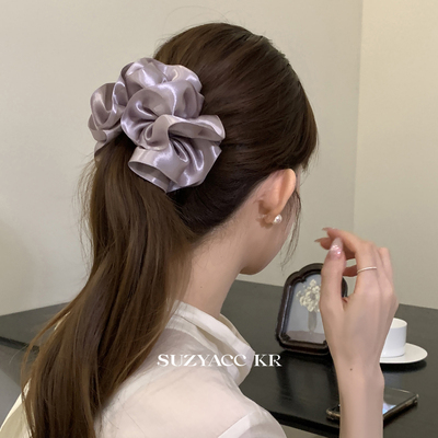 suzyacc kr缎面泡泡花朵香蕉夹女2025新款后脑勺显发量夹子头饰