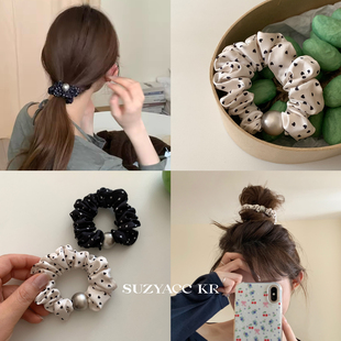 suzyacc kr法式百搭爱心波点小众皮筋发圈温柔通勤高级皮筋头绳