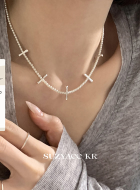 suzyacc kr简约仿珍珠项链小众设计个性锁骨链秋冬温柔百搭颈链
