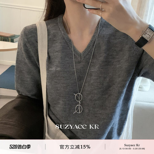 suzyacc kr小众设计感极简眼镜毛衣链独特个性高级百搭通勤长项链