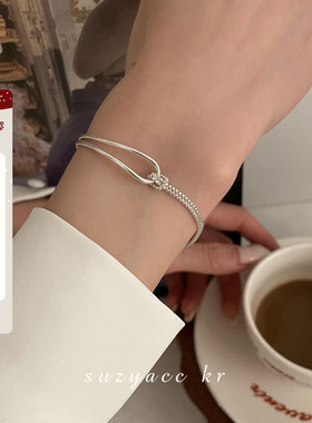 简约设计感打结纯银手链