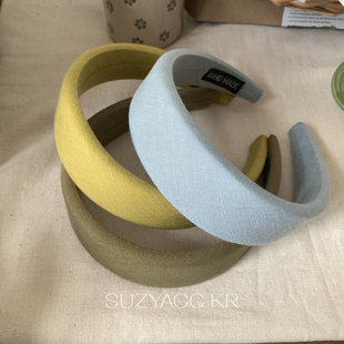 suzyacc kr彩色棉麻海绵高颅顶宽边发箍2026新款春夏清新温柔头箍