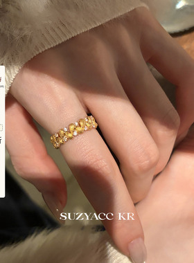 【新品限时2件88折】12.30 20点金色麦穗合成锆石戒指