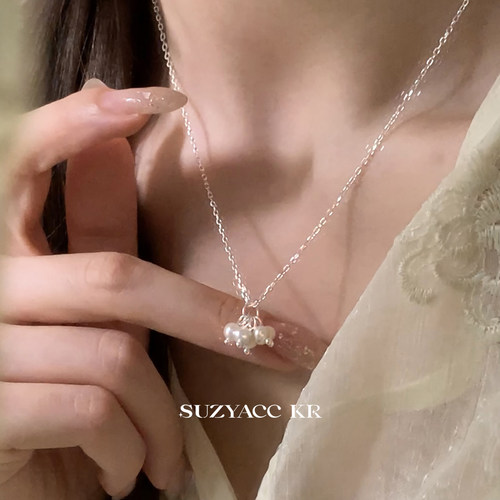 suzyacc kr淡水珍珠纯银项链简约气质小众高级锁骨链气质通勤颈链