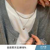 简约豆豆链 2026新款 suzyacc kr小众高级感水滴吊坠双层项链女款