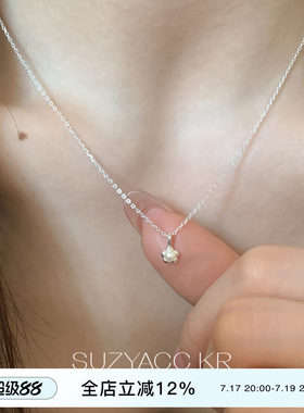 suzyacc kr纯银珍珠mini花朵项链女简约小众百搭温柔高级感锁骨链