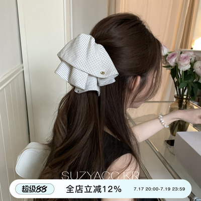 suzyacc kr波点裙摆后脑勺抓夹马尾夹法式复古简约高级感盘发发夹