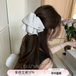 suzyacc kr波点裙摆后脑勺抓夹马尾夹法式复古简约高级感盘发发夹