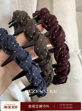 suzyacc kr波点扭结倒插梳发箍女2026新款复古小众设计感洗脸头箍