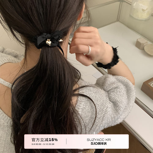 爱心吊坠蝴蝶结发圈甜美