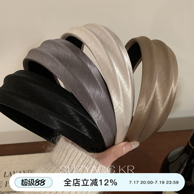 suzyacc kr高级感缎面凹凸宽边发箍通勤简约小众洋气时尚洗脸头箍