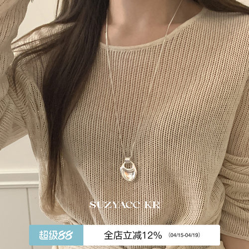 suzyacc kr小众设计感几何吊坠毛衣链极简风百搭高级感t恤长项链