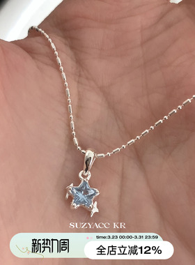 suzyacc kr原创设计纯银蓝色星星项链2026新款轻奢小众高级锁骨链
