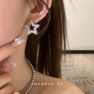 suzyacc 小众设计感耳钉气质高级耳饰 kr超闪水钻星星耳环2025新款