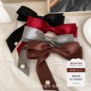 气质飘带蝴蝶结弹簧夹法式 任选4件 高级感后脑勺盘发夹 99元