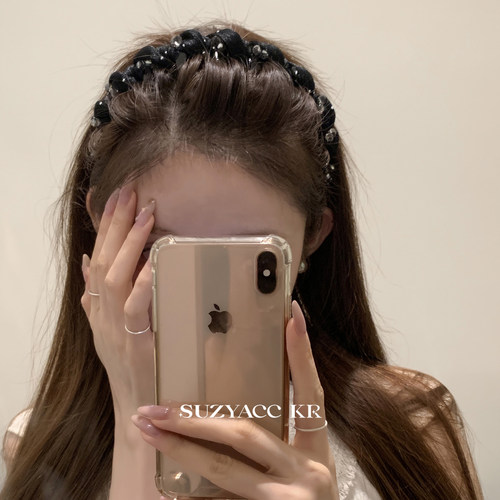 suzyacc kr气质水钻齿梳发箍高颅顶女2025新款温柔小众百搭头箍