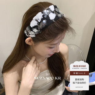 名媛风钉珠宽边发箍轻奢气质小众发卡温柔发饰 任选4件 99元