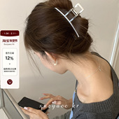 suzyacc kr简约银色金属磨砂抓夹女2025新款 后脑勺丸子头盘发发夹