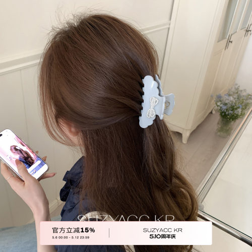 suzyacc kr甜美风蝴蝶结中号抓夹ins简约百搭高级少女感盘发发夹