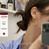 suzyacc kr韩国金属扁圆圈耳圈2026年新款 潮百搭简约高级感耳环女