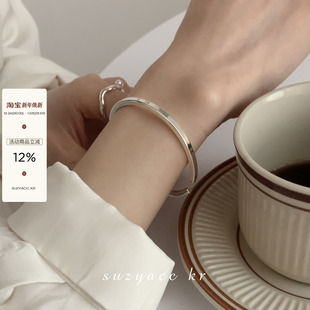 suzyacc 轻奢小众精致闺蜜情侣手饰 kr极简ins纯银手镯女2024新款