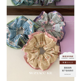 森系棉质布艺花朵发圈女高级感小众设计感大肠圈 任选4件 99元