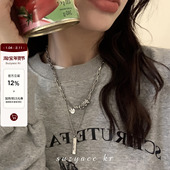 女个性 suzyacc kr小众设计叠戴双层吊坠项链2026年新款 嘻哈毛衣链
