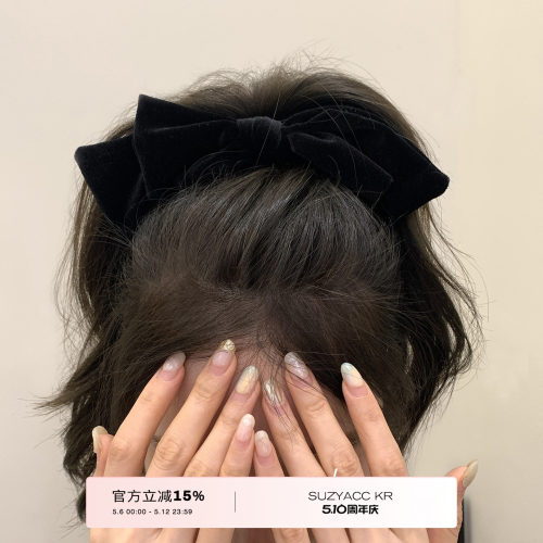 丝绒蝴蝶结发夹复古气质