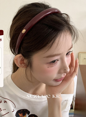 suzyacc kr【藤姐推荐】复古红色皮质细发箍法式小众高级百搭头箍