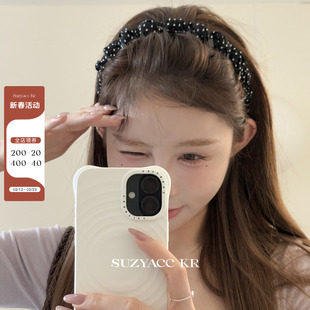 suzyacc kr波点雪纺倒插梳高颅顶发箍女2025新款法式复古高级头箍