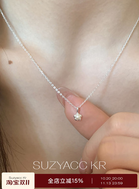 suzyacc kr纯银珍珠mini花朵项链女简约小众百搭温柔高级感锁骨链