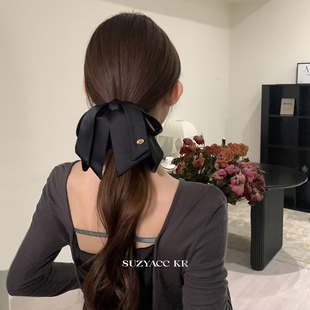 法式 设计高级感马尾夹 kr气质蝴蝶结飘带抓夹女2025新款 suzyacc