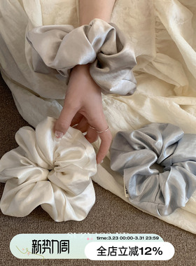 suzyacc kr缎面光泽感大号发圈女低马尾皮筋法式简约高级大肠圈