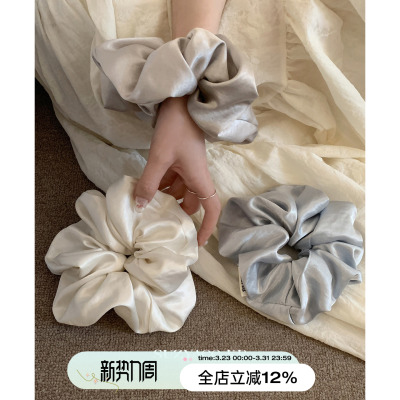 suzyacc kr缎面光泽感大号发圈女低马尾皮筋法式简约高级大肠圈