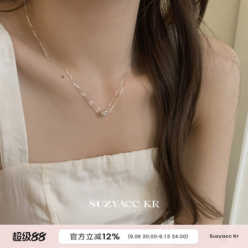 suzyacc kr圆环双层纯银项链女款2026新款小众锁骨链