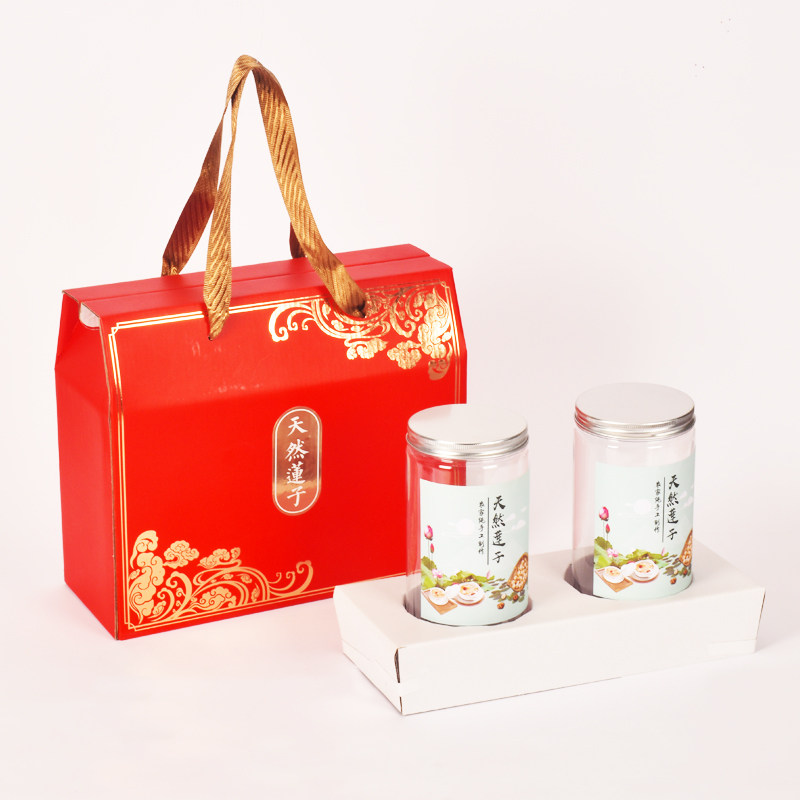 通用天然莲子包装盒 通用礼品盒2斤套装 PET瓶子手提袋包装箱批发